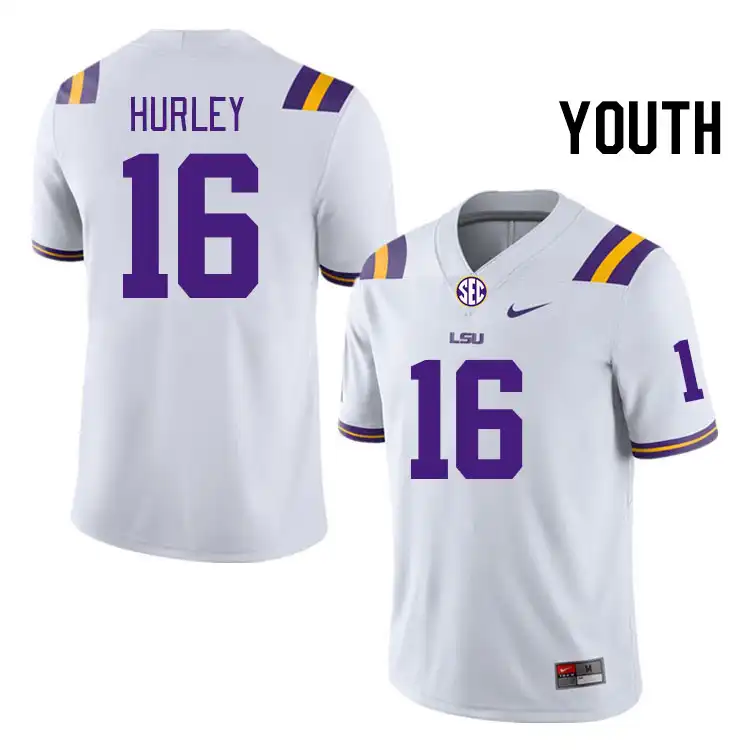 Youth LSU Tigers Colin Hurley #16 White NCAA Football Jersey